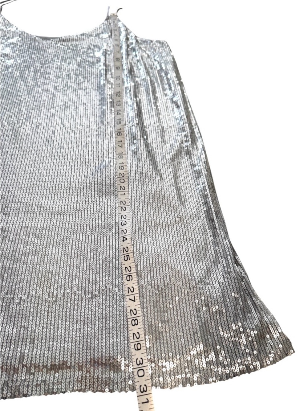 Silver Sequin Dress Spaghetti Strap Women’s Large Concert Ready - Picture 8 of 8